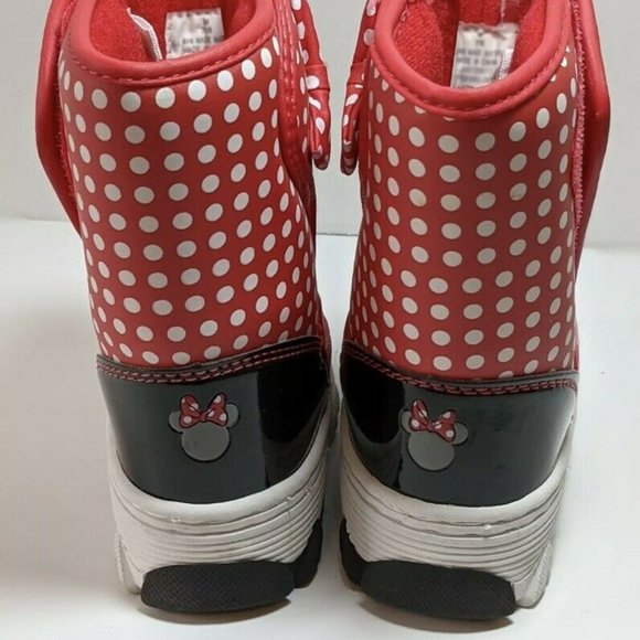 Disney Minnie Mouse Girls Winter Snow Boots  Size M 5/6 Red, polka dots - Picture 3 of 6